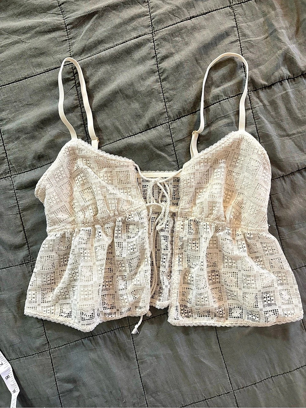 Aerie Lace Crochet Camisole in White Size Large